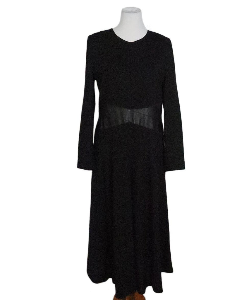 Akris Black Dress w/ Leather Trim sz 10 - Michael's Consignment NYC