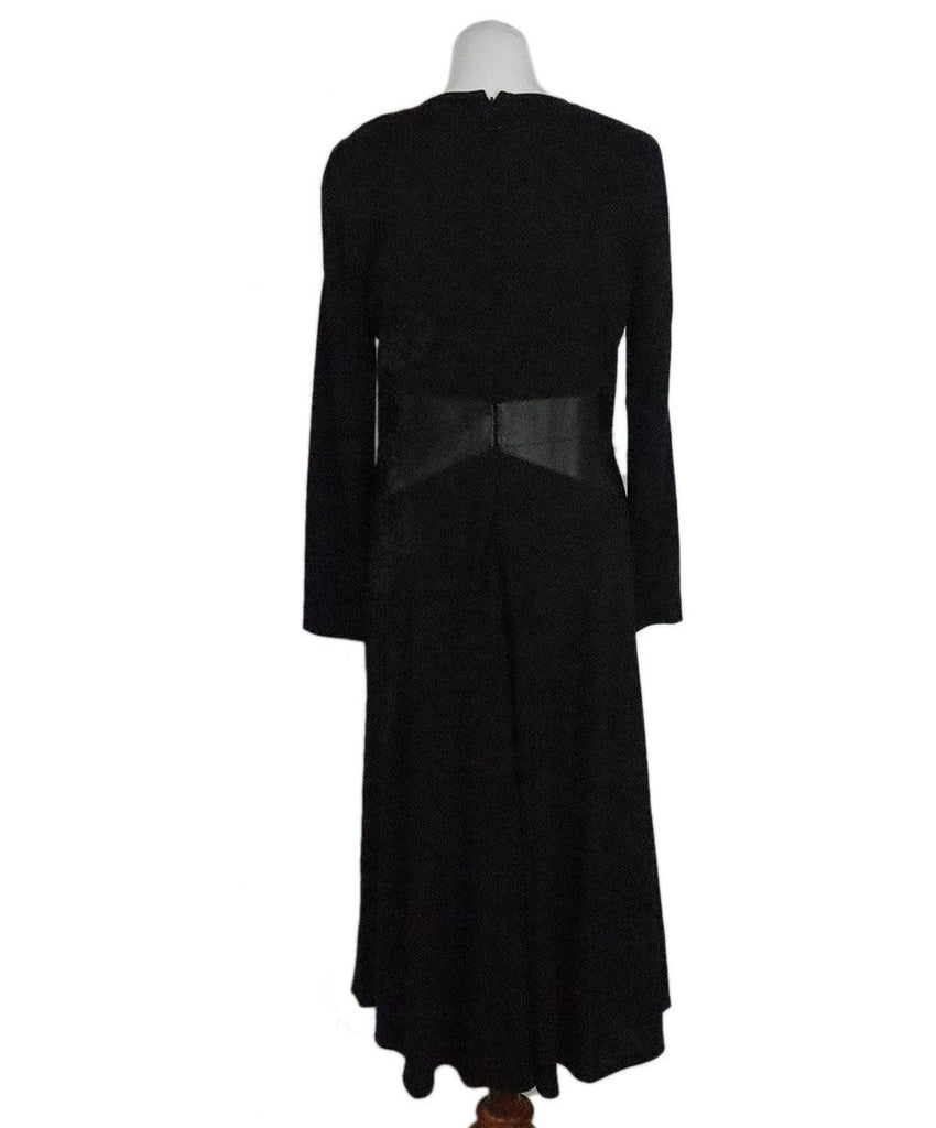 Akris Black Dress w/ Leather Trim sz 10 - Michael's Consignment NYC