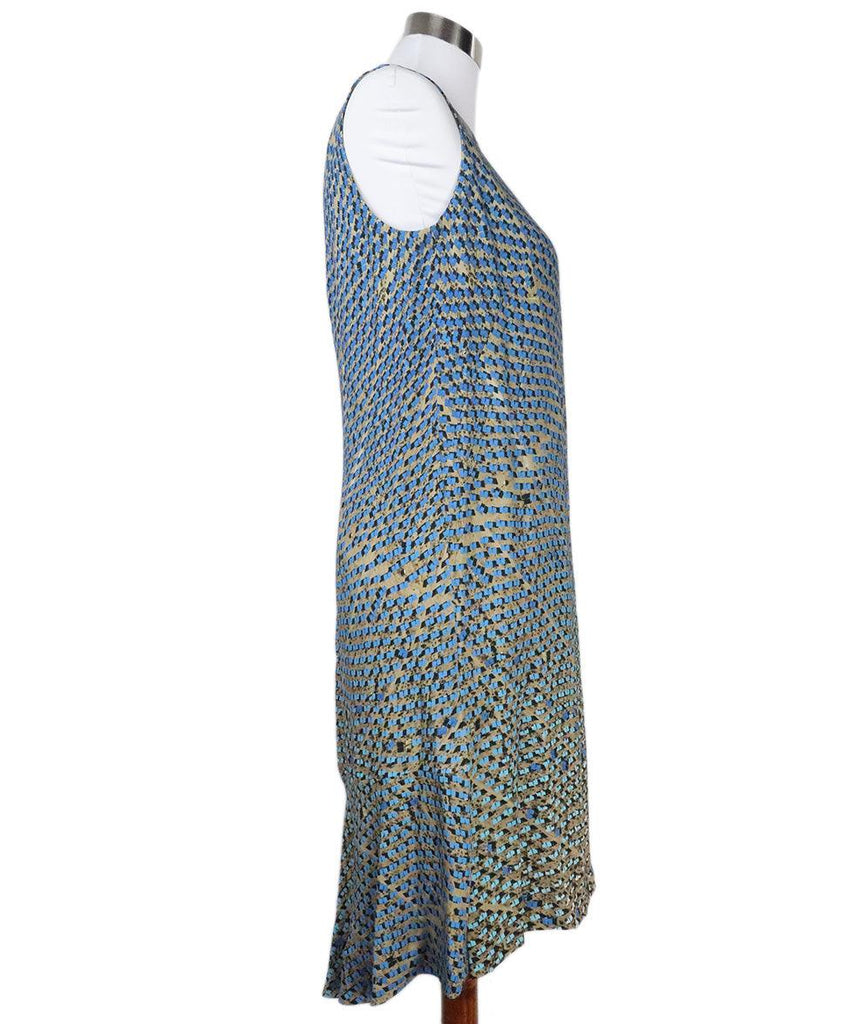 Akris Punto Blue & Taupe Print Dress sz 8 - Michael's Consignment NYC