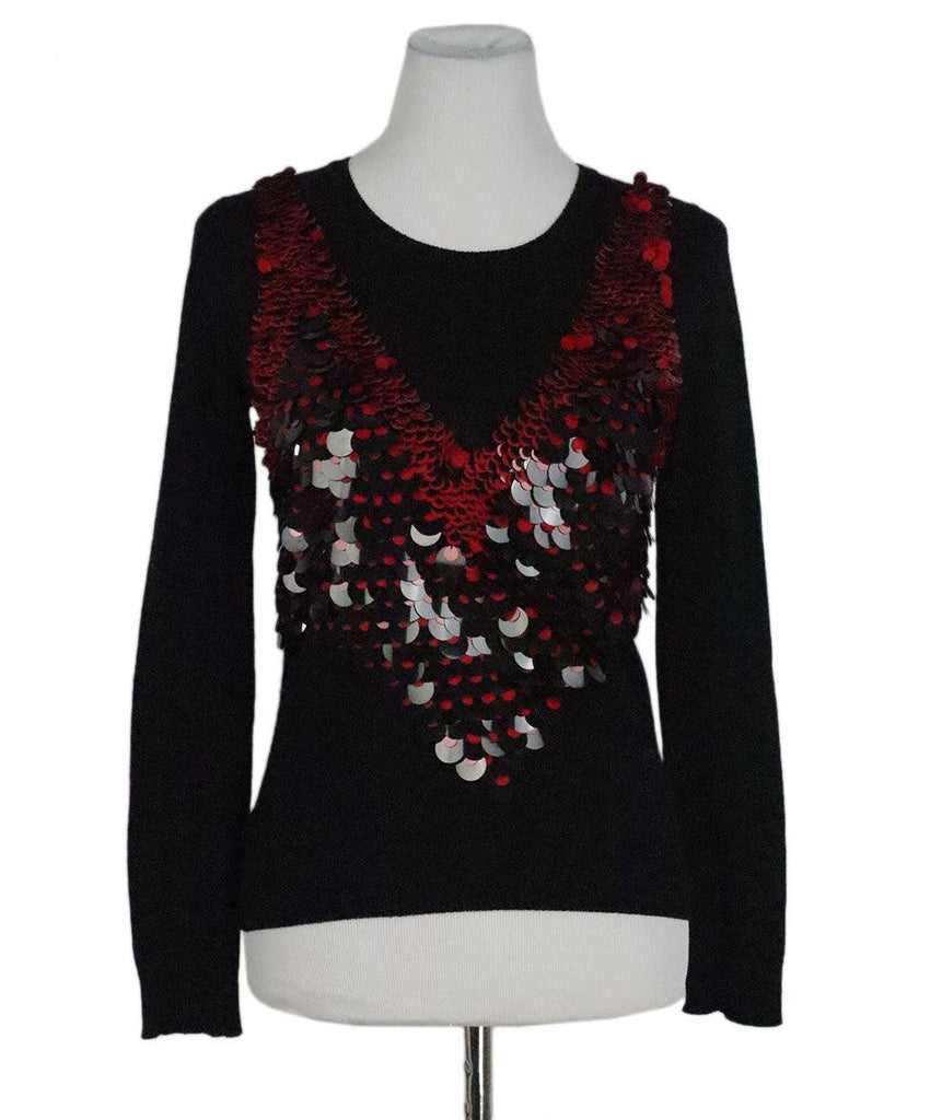 Altuzarra Black Wool & Red Sequins Sweater sz 2 - Michael's Consignment NYC