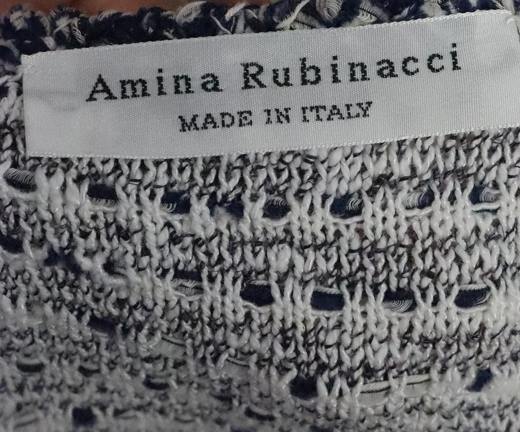 Amina Rubinacci White & Navy Knit Cardigan sz 6 - Michael's Consignment NYC