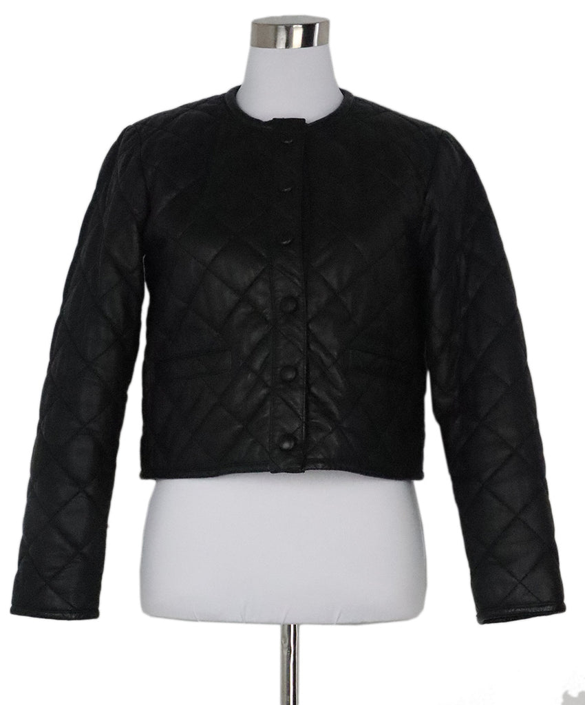 Ba&sh Black Quilted Leather Jacket 