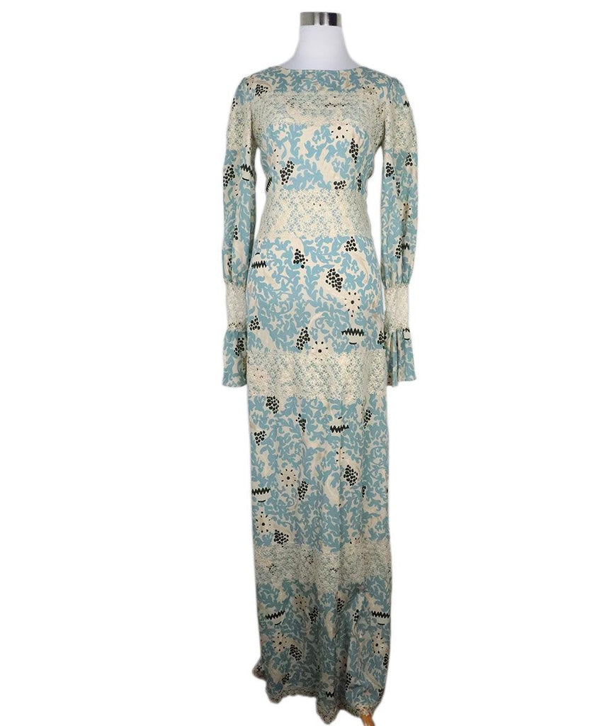 Beccaria Blue & Ivory Print Lace Dress 