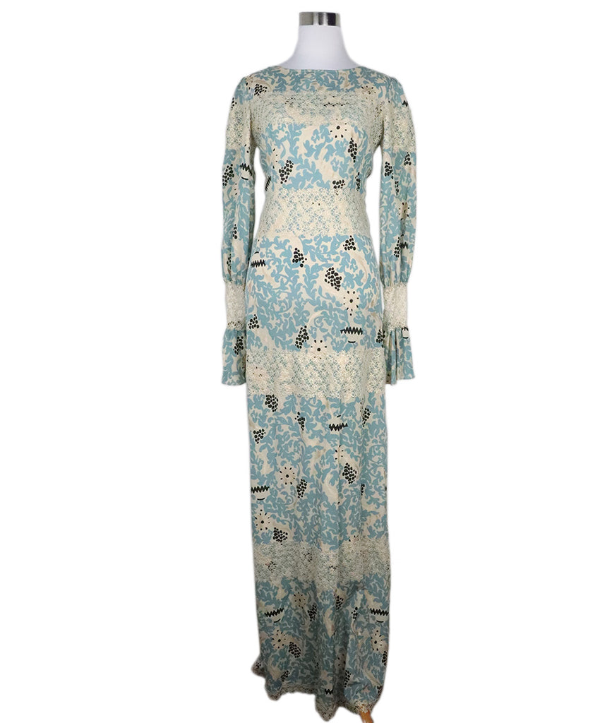 Beccaria Blue & Ivory Print Lace Dress 