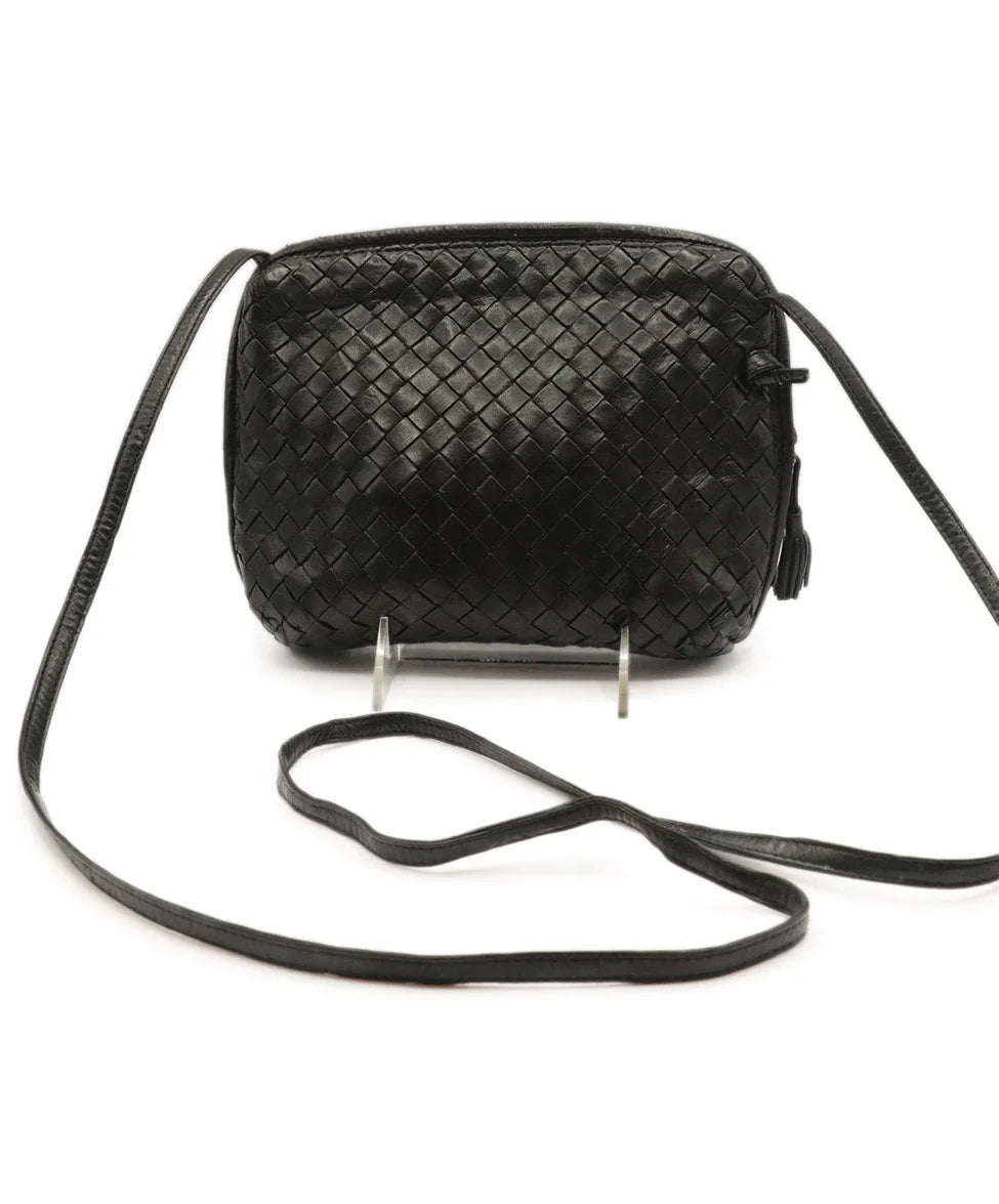 Bottega Veneta Vintage Black Woven Leather Crossbody l Michael's