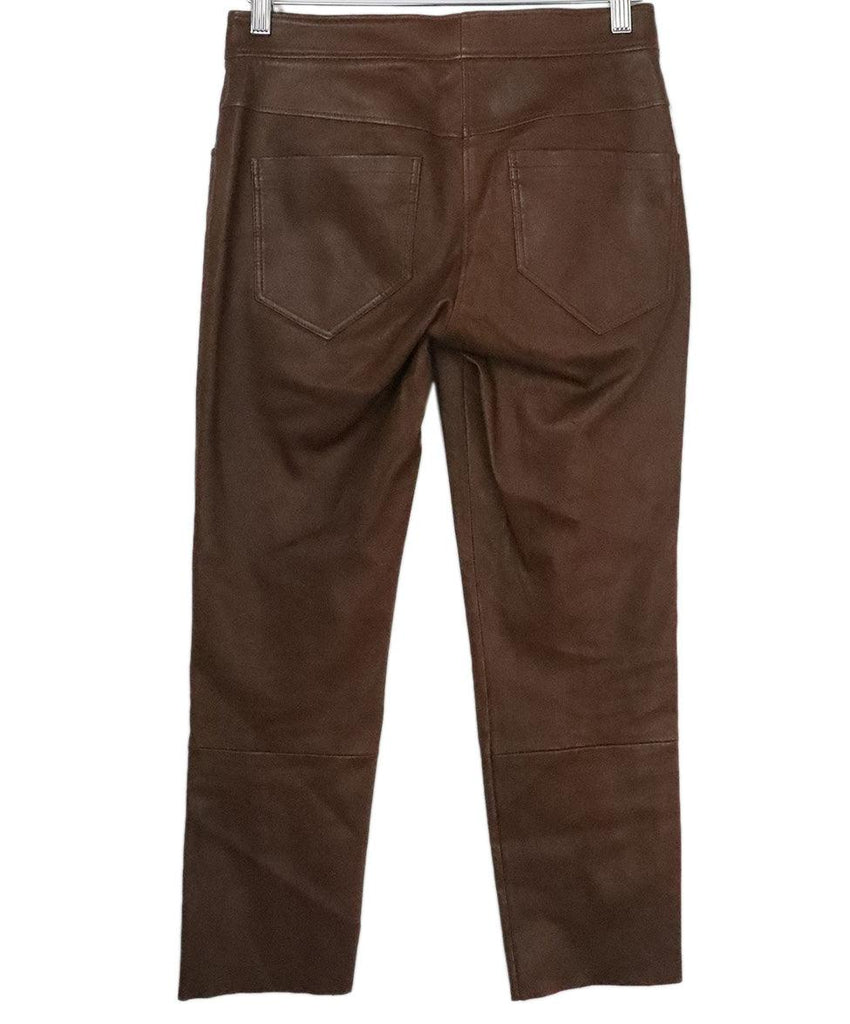 Brunello Cucinelli Brown Leather Pants sz 2 - Michael's Consignment NYC