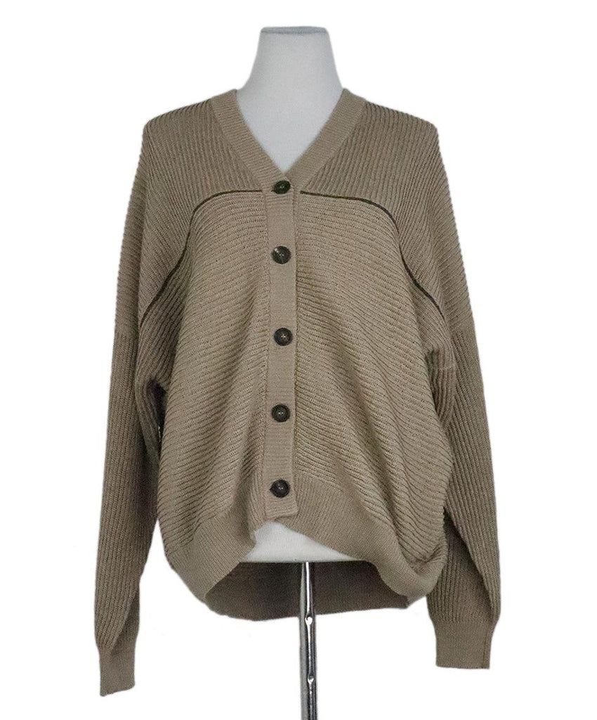 Brunello Cucinelli Taupe Knit Cardigan sz 12 - Michael's Consignment NYC