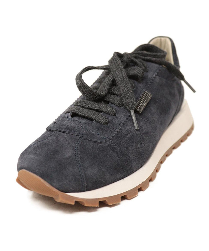 Brunello Cucinelli Navy Suede Sneakers sz 8 - Michael's Consignment NYC