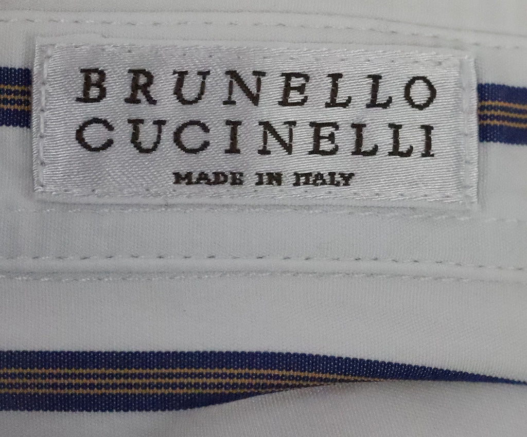 Brunello Cucinelli White & Blue Striped Top 3