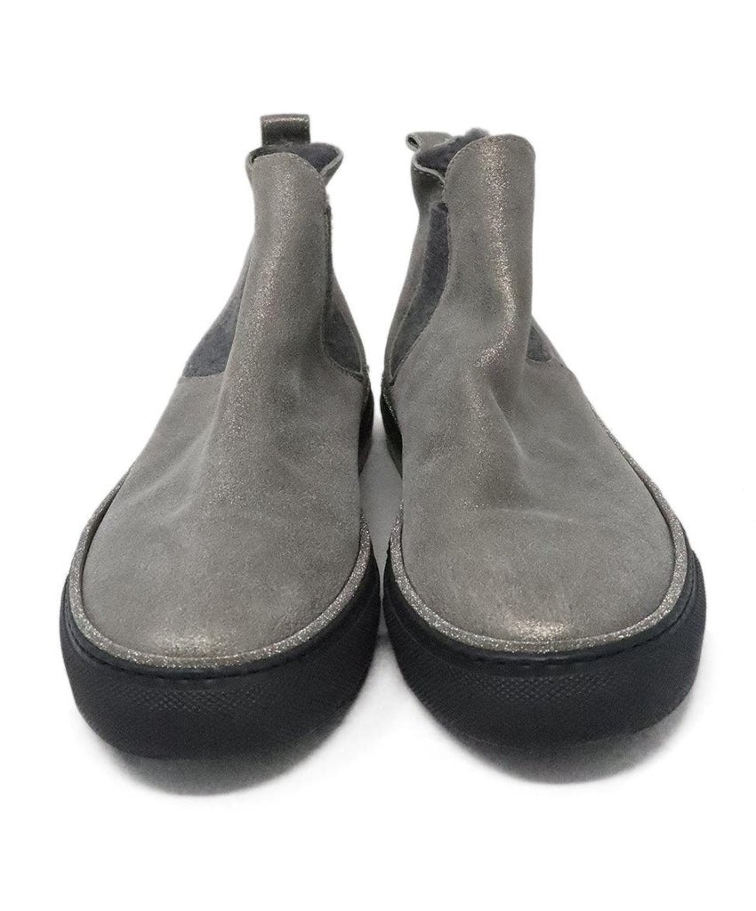 Brunello Cucinelli Silver Leather & Fur Booties sz 7 - Michael's Consignment NYC