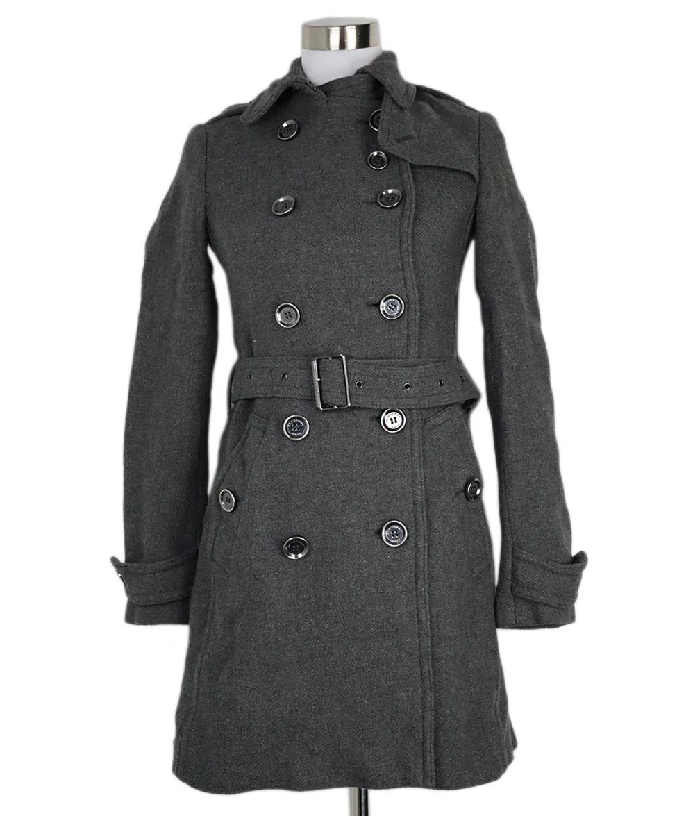 Burberry Brit Grey Wool Coat sz l Michael's Luxury Consignment