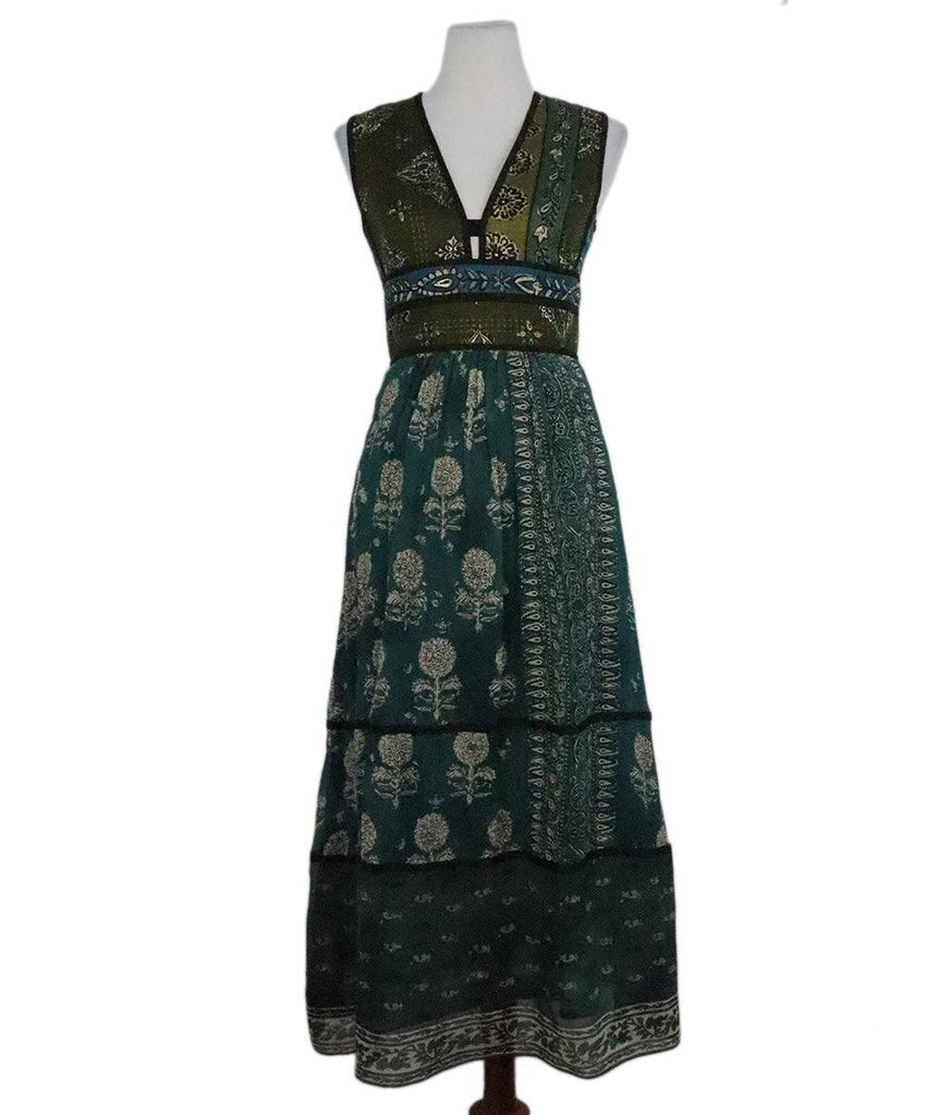 Burberry Olive & Teal Print Dress sz 4 - Michael's Consignment NYC