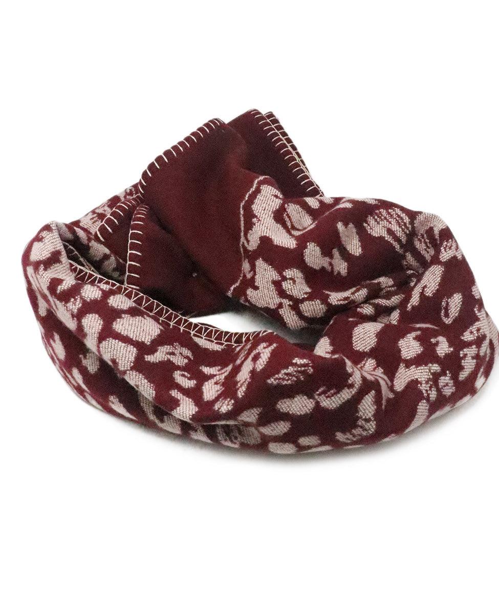 Cartier Burgundy & White Merino Wool Blanket Michael's Consignment NYC