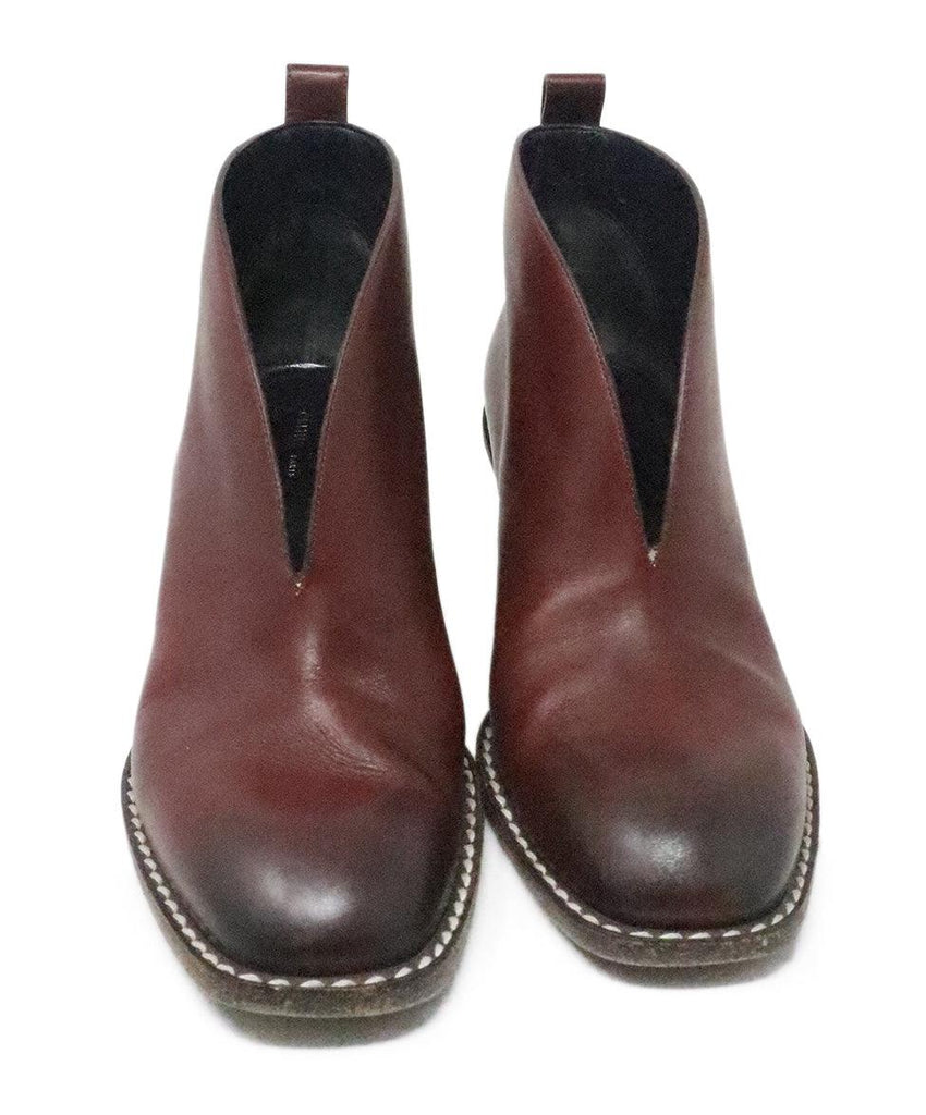 Celine Burgundy Leather Booties sz 8 - Michael's Consignment NYC