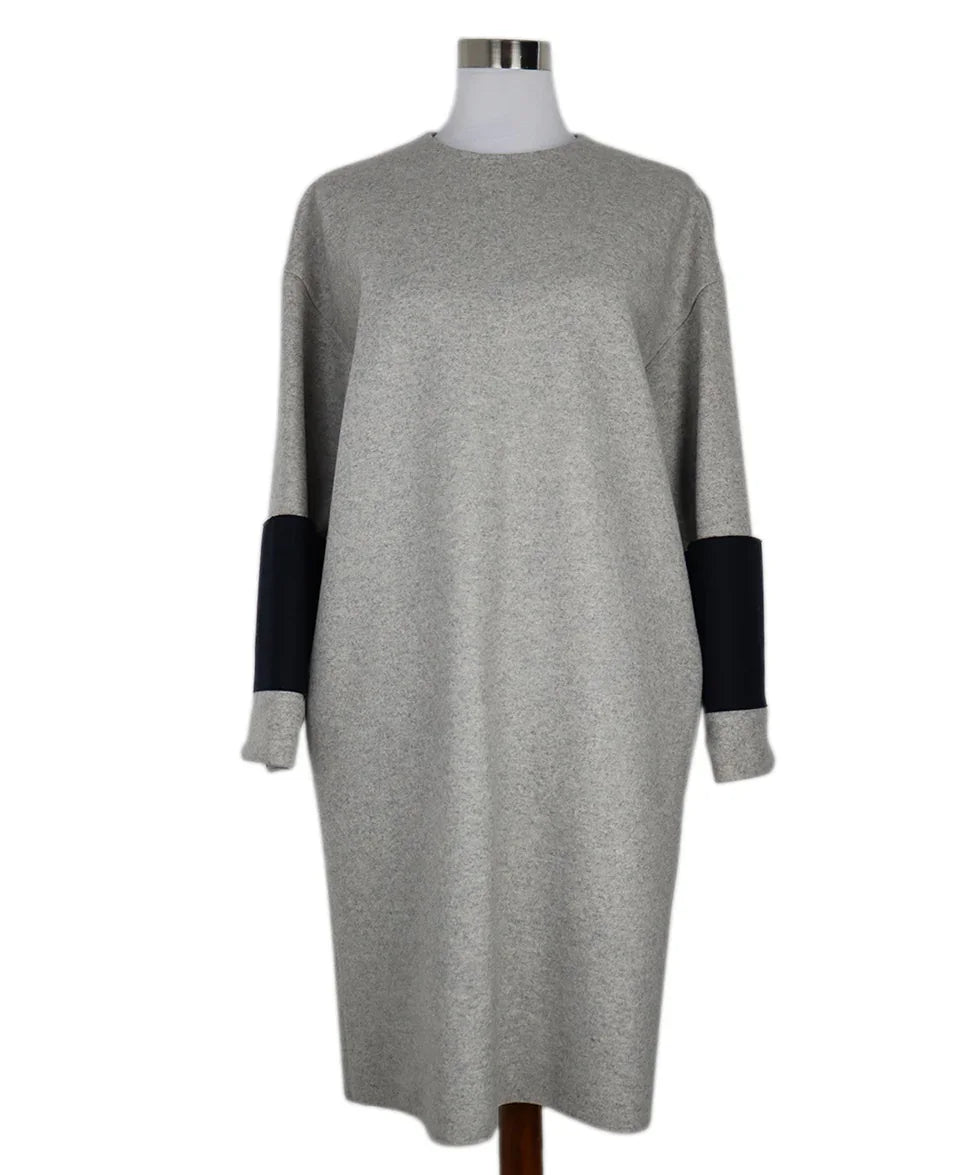 Celine Grey Navy Wool Dress sz 8 l Michael's Luxury Consignment Michael's Consignment NYC Celine Grey Navy Wool Dress sz 8 l Michael's Luxury Consignment Michael's Consignment NYC