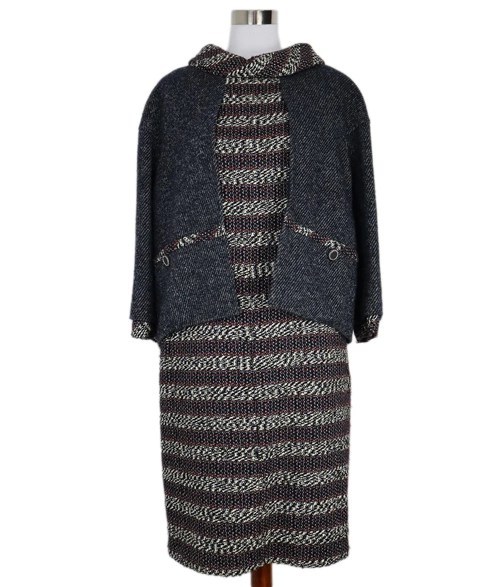 Chanel Blue White & Red Tweed Dress sz 14 Chanel Blue White & Red Tweed Dress sz 14