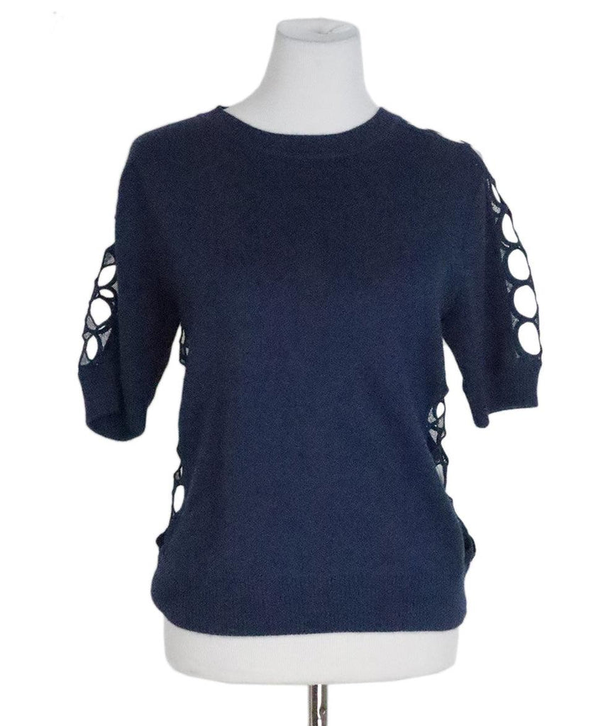 Chloe Navy Cashmere Cutwork Sweater sz 4 - Michael's Consignment NYC
