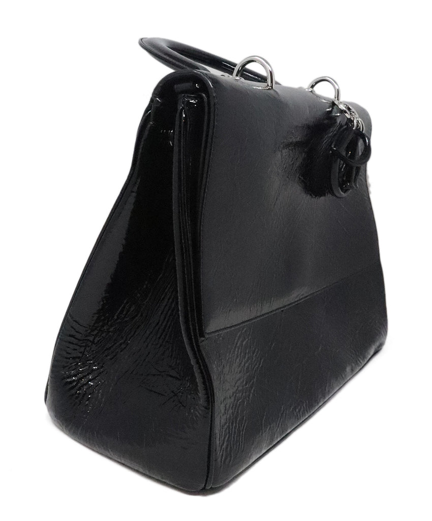 Christian Dior Black Patent Leather Satchel 1