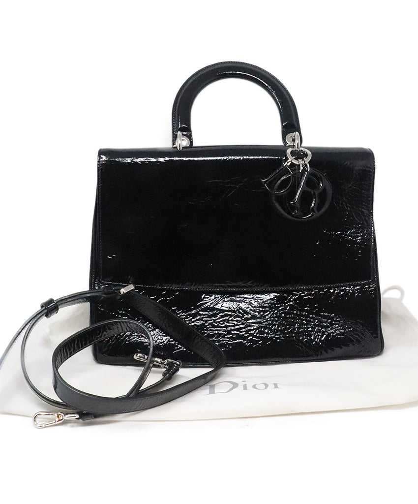Christian Dior Black Patent Leather Satchel 5
