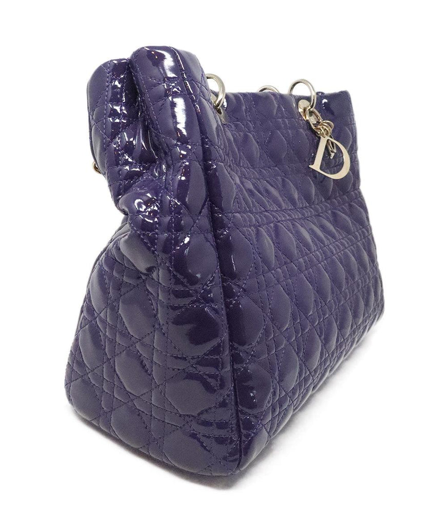 Christian Dior Purple Quilted Patent Leather Tote 1