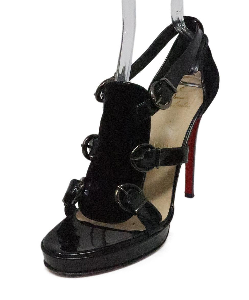 Christian Louboutin Black Velvet & Patent Heels sz 10.5 - Michael's Consignment NYC