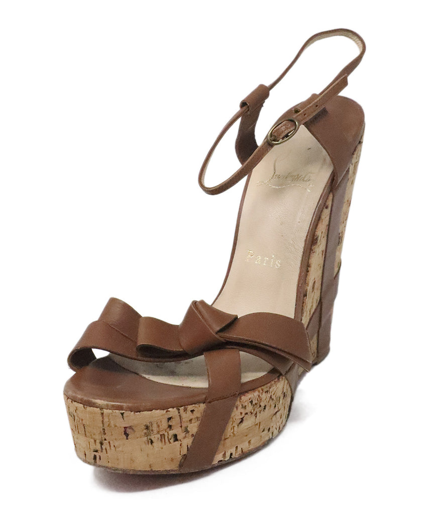 Christian Louboutin Brown Leather Cork Wedges 