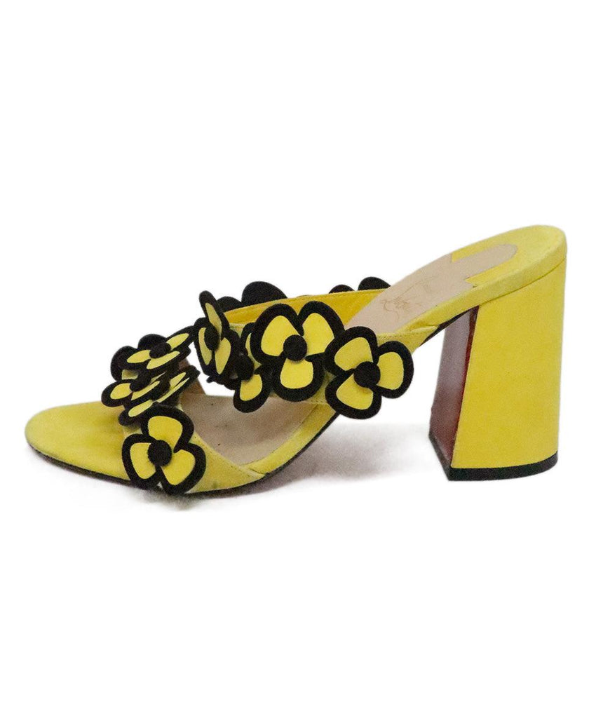 Christian Louboutin Yellow & Black Suede Floral Heels sz 9 - Michael's Consignment NYC
