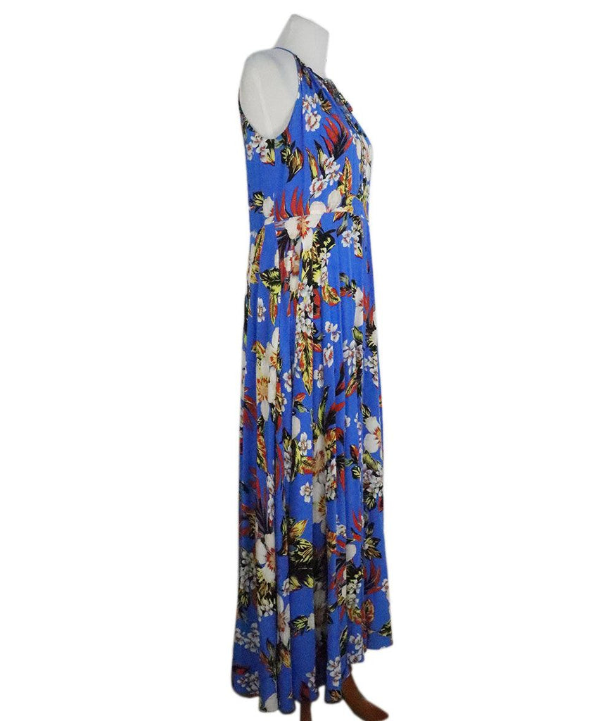 DVF Blue Floral Print Silk Dress sz 6 - Michael's Consignment NYC