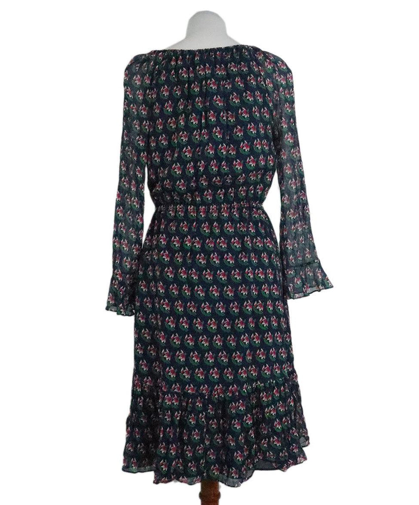 DVF Navy & Pink Floral Print Silk Dress sz 6 - Michael's Consignment NYC