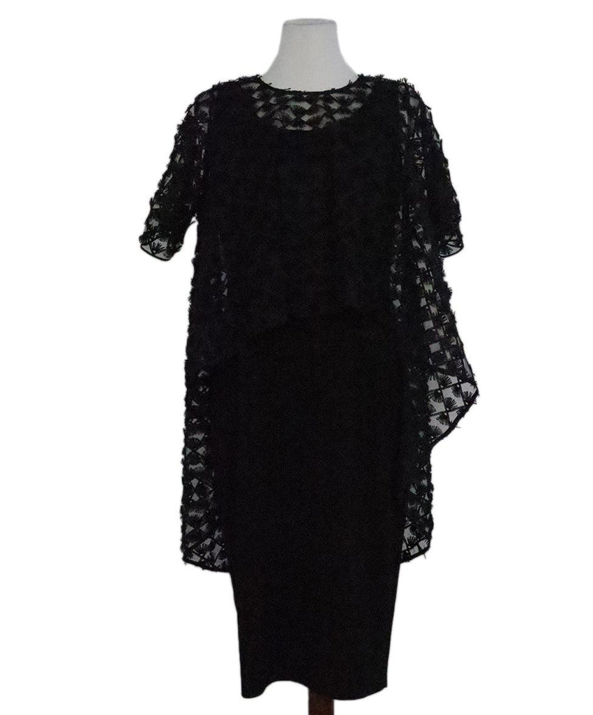 D. Exterior Black Dress w/ Sheer Overlay sz 10 - Michael's Consignment NYC