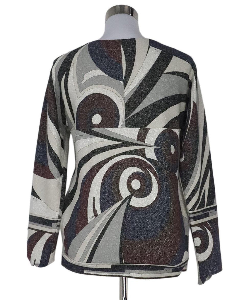 Emilio Pucci Brown & Grey Print Lurex Top sz 8 - Michael's Consignment NYC