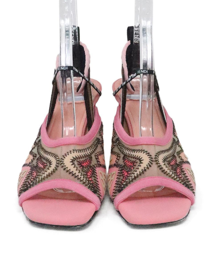 Fendi Pink Leather & Mesh Heels 3
