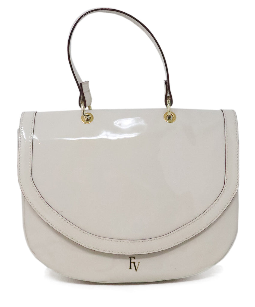 Frances Valentine Ivory Patent Leather Handbag 