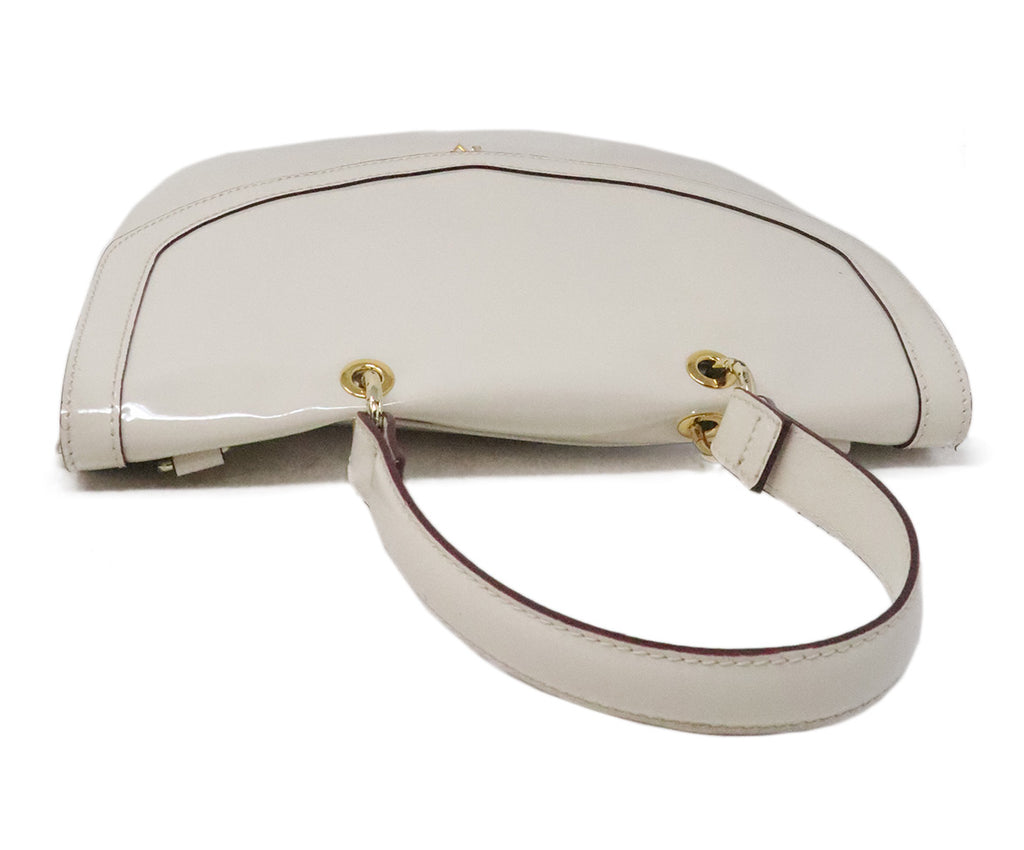 Frances Valentine Ivory Patent Leather Handbag 4