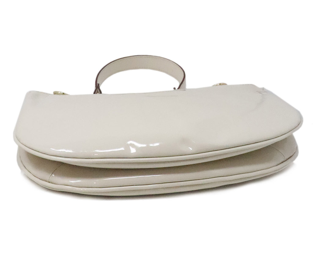 Frances Valentine Ivory Patent Leather Handbag 3