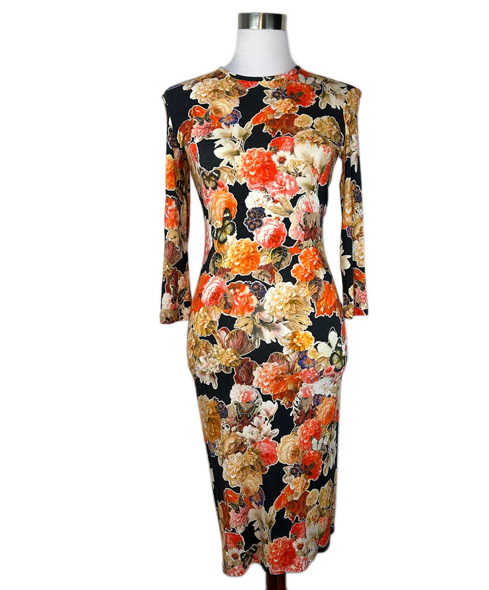 Givenchy Orange Beige Black Floral Cotton Spandex Longsleeve Dress sz 4 l Michael's Luxury Consignment Michael's Consignment NYC Givenchy Orange Beige Black Floral Cotton Spandex Longsleeve Dress sz 4 l Michael's Luxury Consignment Michael's Consignment NYC