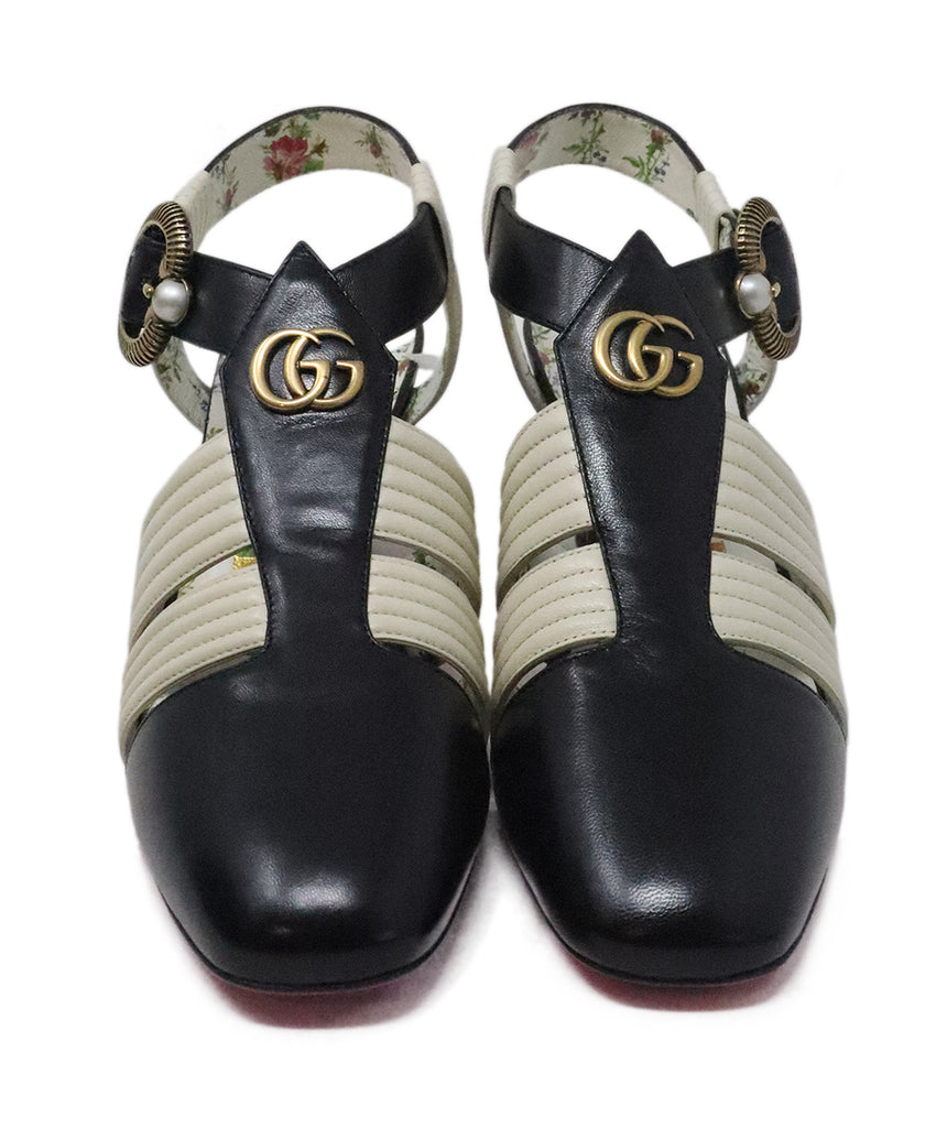 Gucci Black & White Leather Heels 3