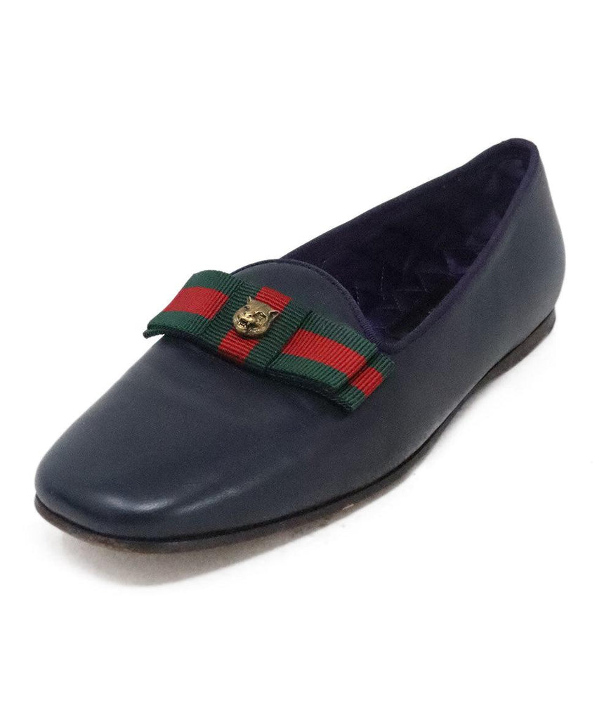 Gucci Navy Leather Flats 