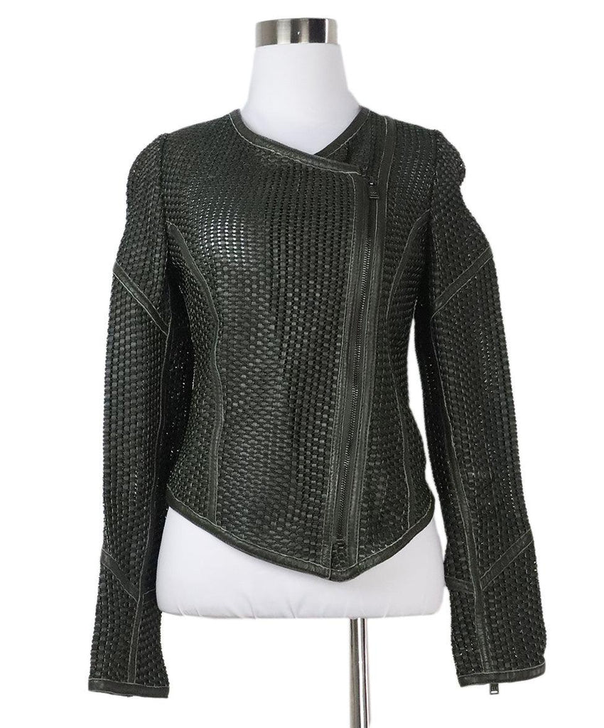 Haute Hippie Olive Woven Leather Jacket sz 4 - Michael's Consignment NYC