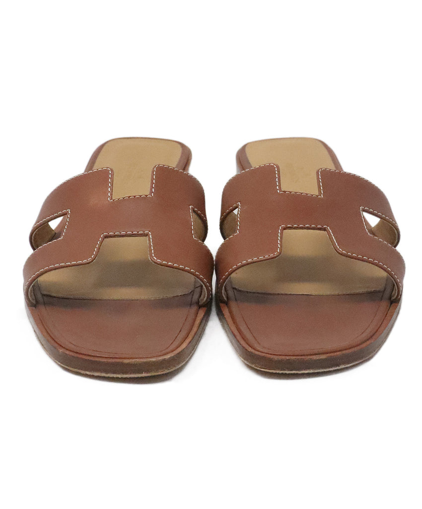Hermes Brown Leather Oran Sandals 3