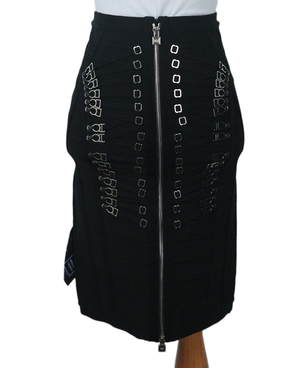 Herve Leger Black Metal Trim Skirt sz 2 – Michael’s Consignment NYC