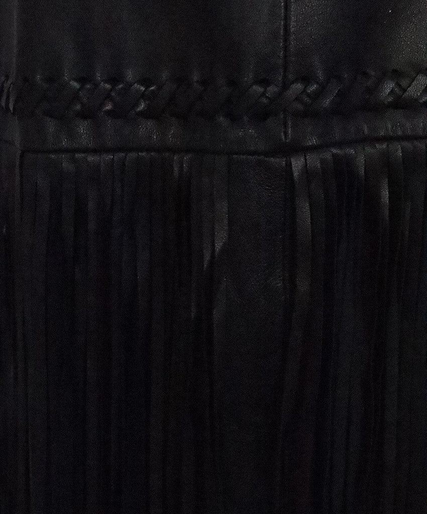 L'Agence Black Leather Fringe Skirt 5