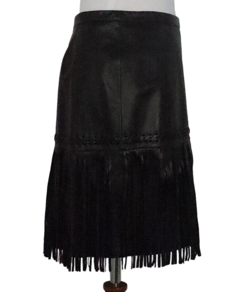 L'Agence Black Leather Fringe Skirt 1