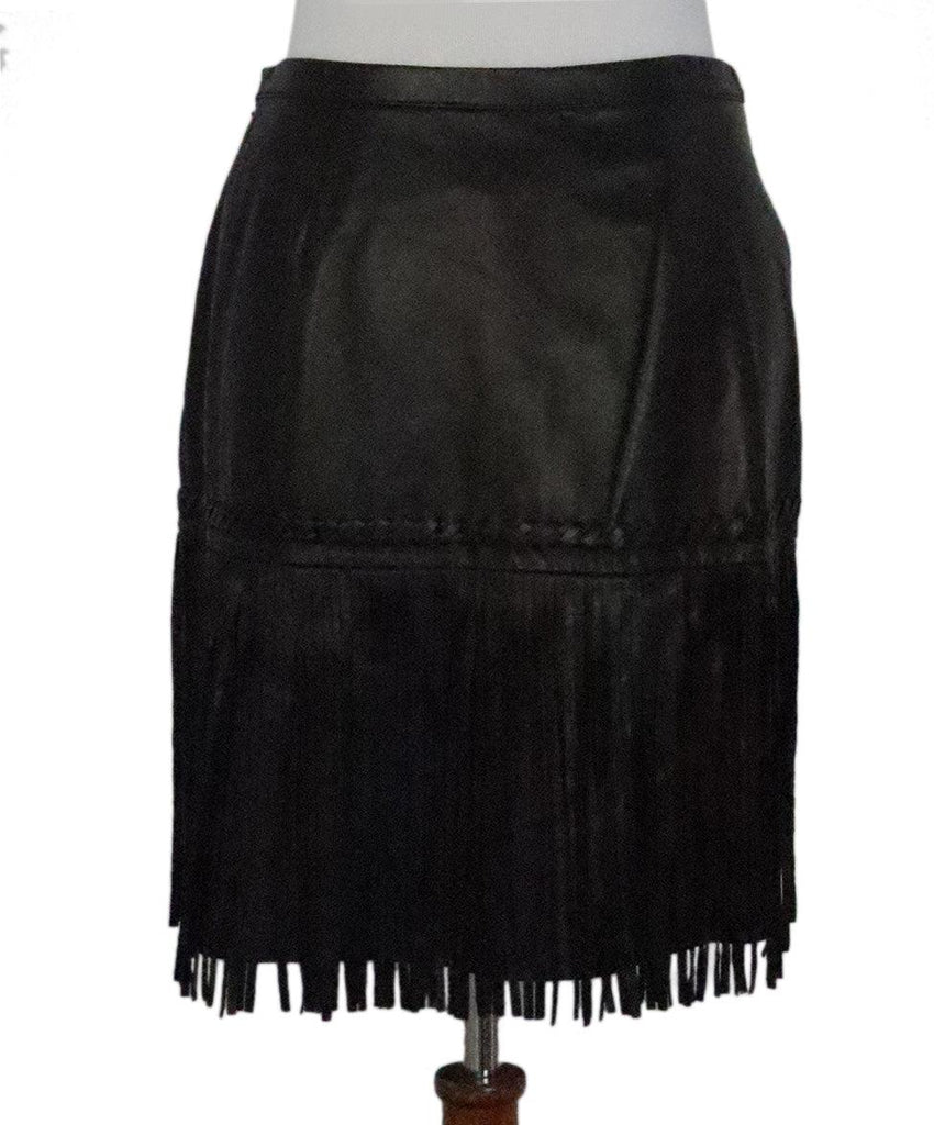 L'Agence Black Leather Fringe Skirt 2