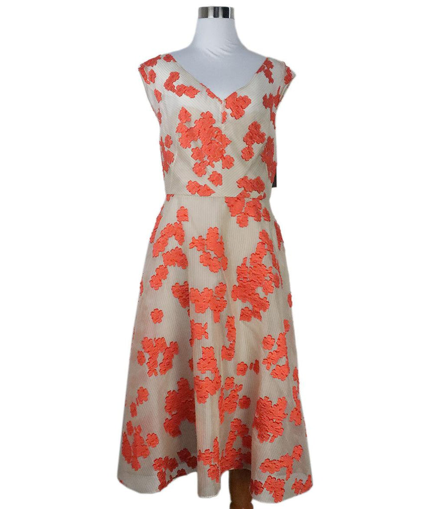 Lela Rose Orange & Beige Floral Dress 
