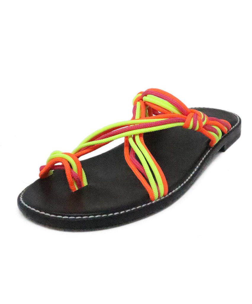 Loewe Black & Neon String Sandals sz 11 - Michael's Consignment NYC