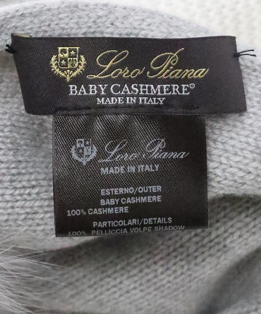 Loro Piana Grey Cashmere Embroidered Scarf - Michael's Consignment NYC