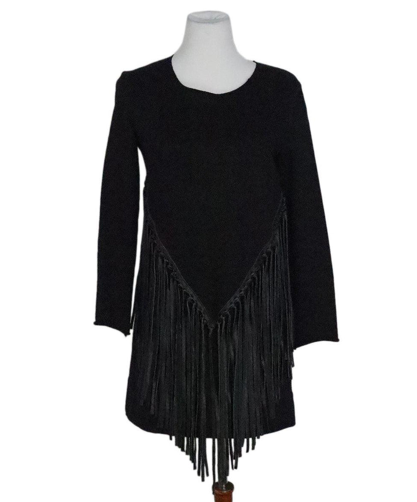 Maje Black Fringe Leather Sweater sz 2 - Michael's Consignment NYC