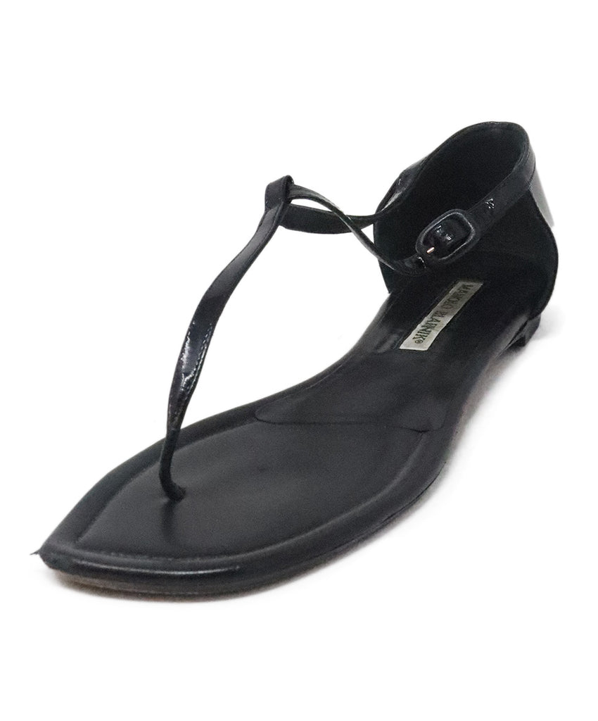 Manolo Blahnik Black Patent Leather Sandals 