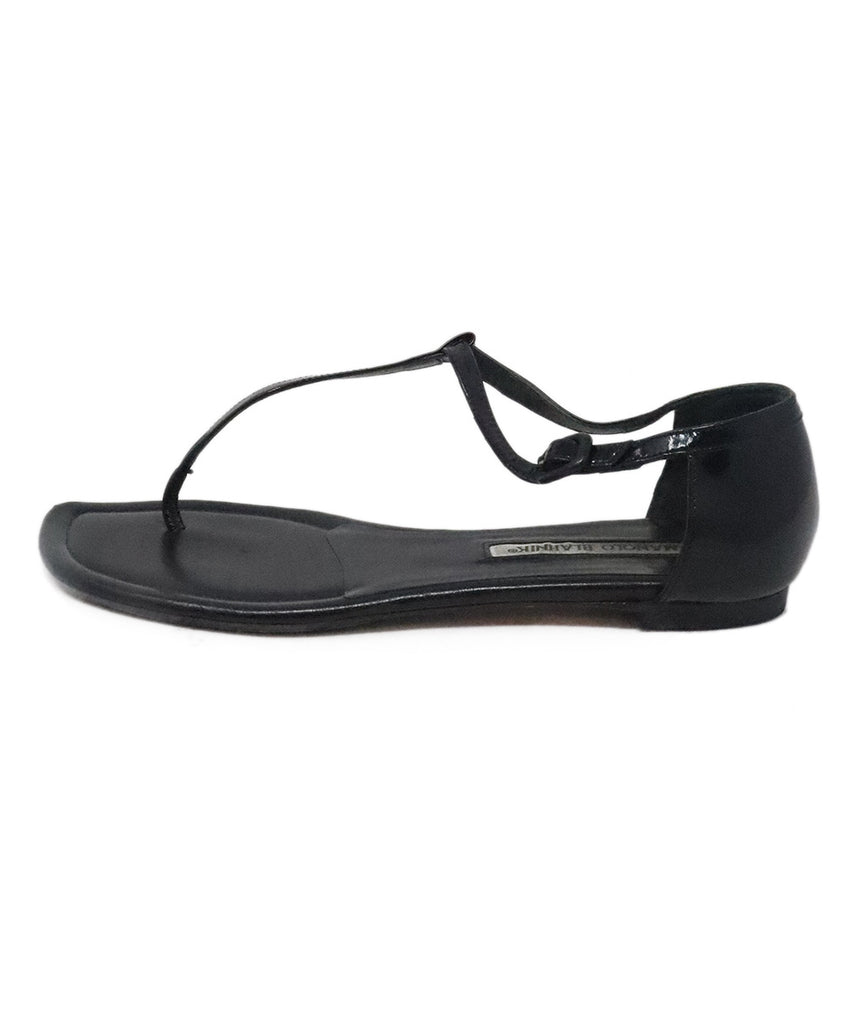 Manolo Blahnik Black Patent Leather Sandals 1